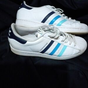 adidas Superstar White and Blue Sneakers